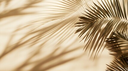Obraz premium Palm leaves shadow on beige background, freeze motion