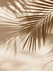 Obraz premium Palm leaves shadow on beige background, freeze motion