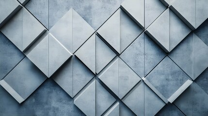 Polished, Diamond shaped Wall background with tiles. Concrete, tile Wallpaper with Futuristic, 3D blocks. 3D Render