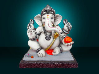 Photograph of Lord ganapati Idol, Happy Ganesh Chaturthi , Ganpati cutout on beautiful Background.