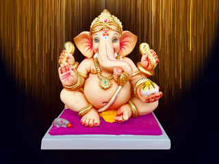 Photograph of Lord ganapati Idol, Happy Ganesh Chaturthi , Ganpati cutout on beautiful Background.