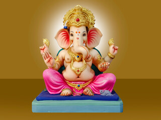 Photograph of Lord ganapati Idol, Happy Ganesh Chaturthi , Ganpati cutout on beautiful Background.