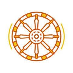 Obraz premium Minimalist Orange and Yellow Ferris Wheel Icon in Line Art