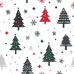 Obraz premium Seamless background pattern of Christmas trees in Scandinavian style, festive concept