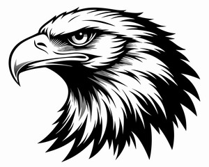 Eagle head silhouette vector illustration, head stylized logo