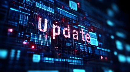 The word "Update" software system upgrade download new version internet technology concept.
