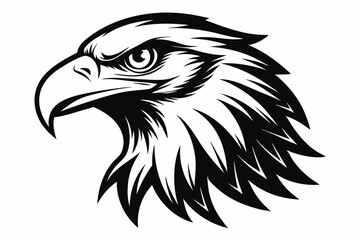 Eagle head silhouette vector illustration, head stylized logo