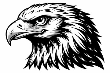 Eagle head silhouette vector illustration, head stylized tattoo