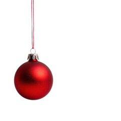 A vibrant red Christmas ornament hanging elegantly, perfect for holiday decorations and seasonal celebrations isolate on transparency background