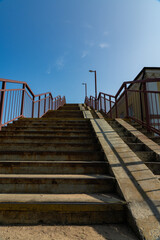 Steps up, pedestrian crossing over railway tracks