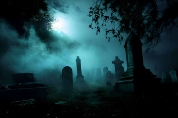 Scary Haunted Cemetary, Halloween 