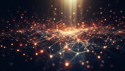 Fototapeta premium Abstract digital background of points and lines with glowing plexus