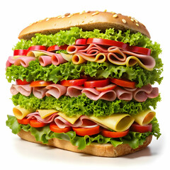 very big sandwich on white background