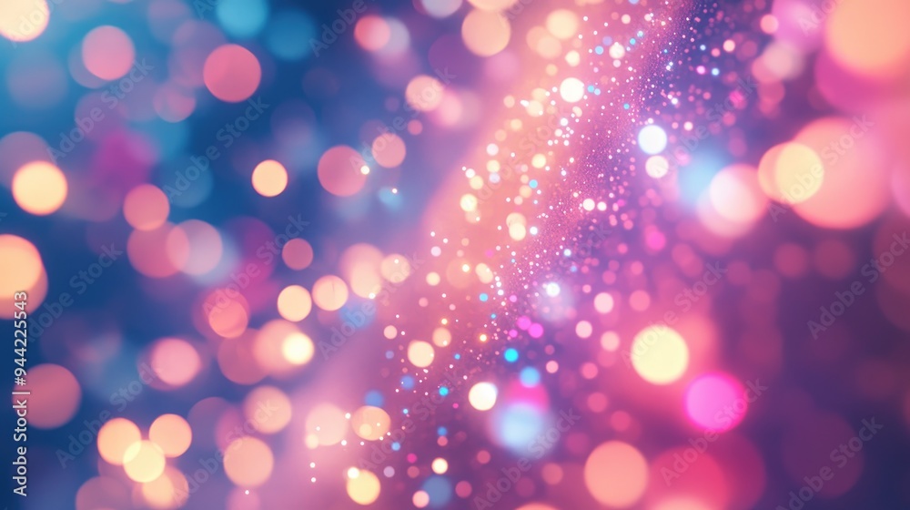 Poster Abstract light bokeh background featuring a 3D cartoon rendering of defocused light dots