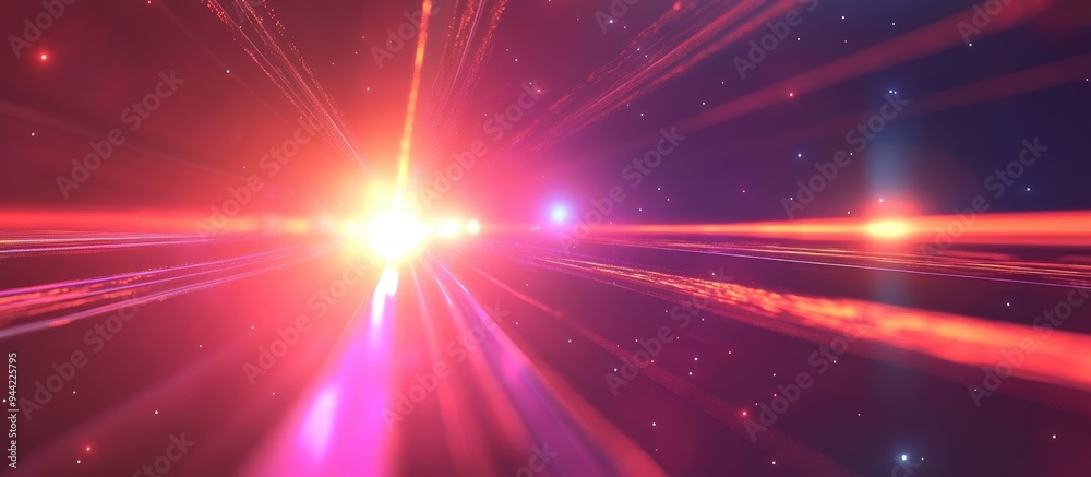Poster Abstract lens flare background concept of space or time travel in 3D cartoon rendering