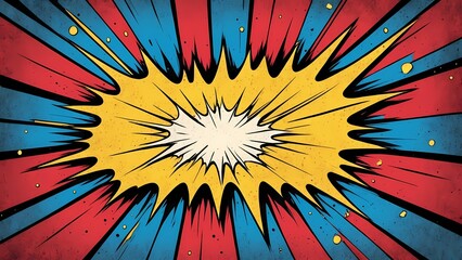 Fototapeta premium Illustration of comic style explosion background with vivid colors and dynamic action lines