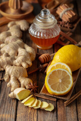 Ingredients for preparing ginger tea.