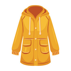 Yellow jacket with a hood. Vector illustration isolated on white background