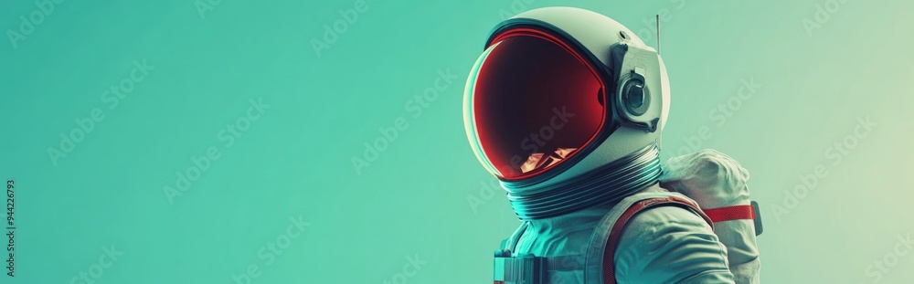 Poster Isolated astronaut in 3D cartoon rendering on a green background ideal for photocompositing applications