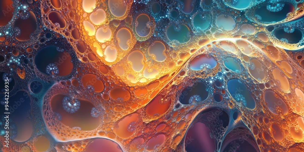 Poster Abstract fractal fantasy design background created in 3D cartoon rendering