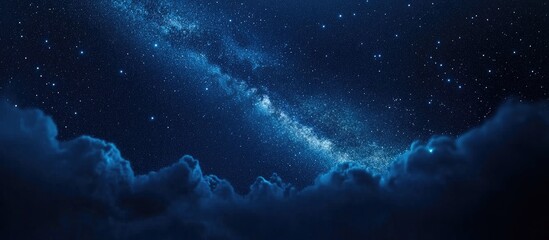 Fototapeta premium 3D cartoon depiction of a dark blue night sky filled with numerous stars and the Milky Way in the backdrop