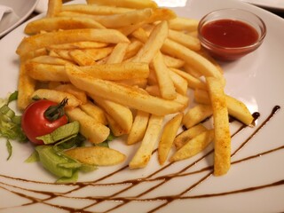 French fries and ketchup