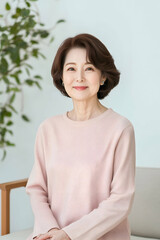 Portrait of a Woman Smiling Warmly in a Comfortable Sweater