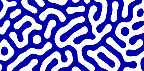 Abstract Turing organic wallpaper with background. Turing reaction diffusion monochrome seamless pattern with chaotic motion. Natural seamless line pattern. Linear design with biological shapes.