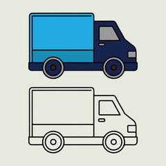 Unique Delivery Truck Icons. Transport services. Vector transport logo collection on white background. Vector truck template. Truck Line Art.
