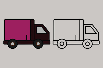 Unique Delivery Truck Icons. Transport services. Vector transport logo collection on white background. Vector truck template. Truck Line Art.