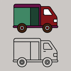 Unique Delivery Truck Icons. Transport services. Vector transport logo collection on white background. Vector truck template. Truck Line Art.