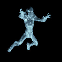 mega alien is jumping for fight