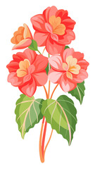 Obraz premium Vibrant Pink Geranium Flowers with Lush Green Leaves Illustration - vector illustration of vibrant geranium flowers with leaves. Perfect botanical design for nature-themed projects, floral decorations