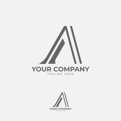 This logo features a prominent "A" in a geometric form. Its minimalist design with clean lines and sharp angles creates a modern and elegant look, ideal for brands that value simplicity