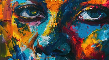 abstract illustration portrait of a female face in multiple colors