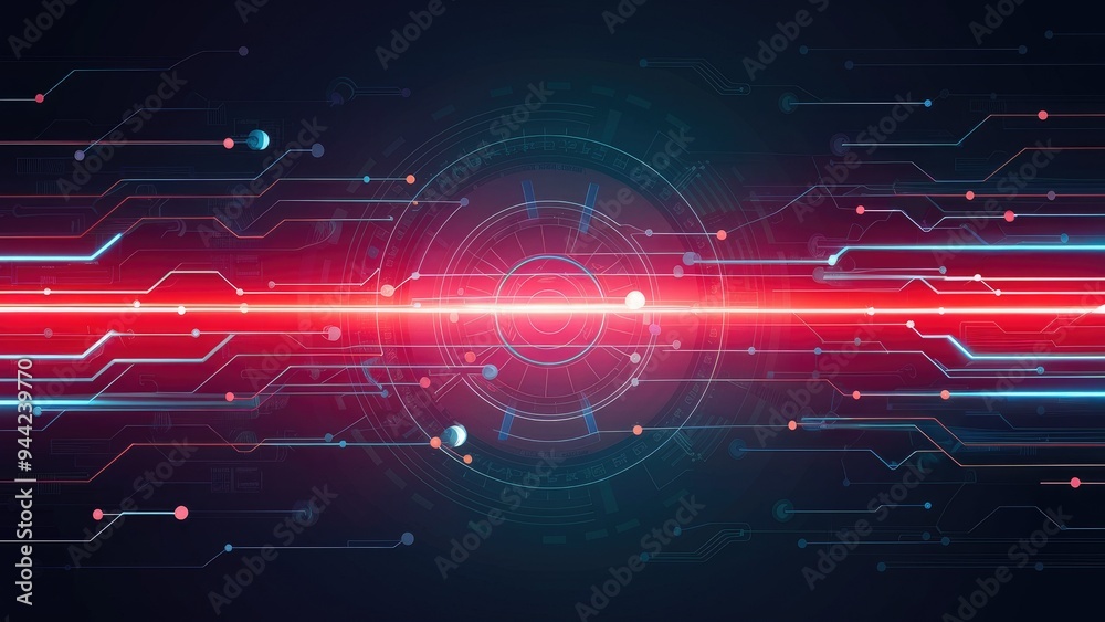Poster dynamic abstract technology background featuring animated red lines and dots. geometric design with 