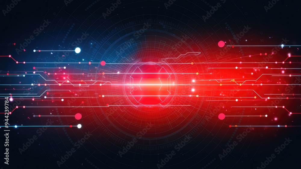 Poster dynamic abstract technology background featuring animated red lines and dots. geometric design with 