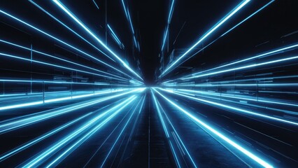  Dynamic abstract lines of motion in blue hues. Glowing neon curves representing speed and energy.