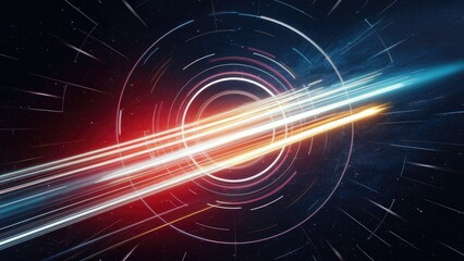 Obraz premium Dynamic light trails in motion through space
