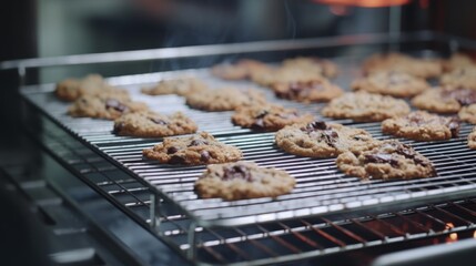 Freshly Baked Chocolate Chip Cookies on Cooling Rack