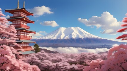 mountain and flowers