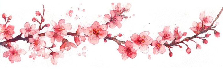 Watercolor illustration of sour cherry blossoms
