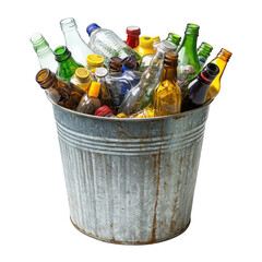 Metal Trash Can with Recyclables