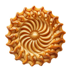 Beautifully crafted pie with intricate swirl design, isolated on white background, transparent background