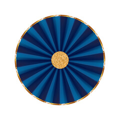 Oriental Asian style paper fan, Graduation paper party fan. realistic blue 3D decor, vector illustration