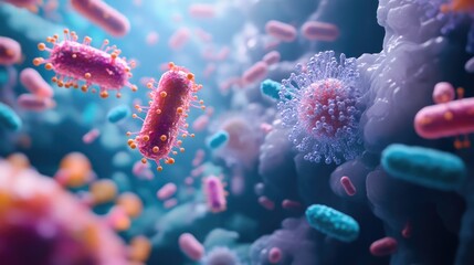 Naklejka premium 3D rendering illustration of bacteria virus and cell structures