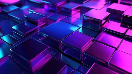 3D rendering of a vibrant purple and blue abstract geometric background suitable for advertising technology gaming and product showcases including sci fi and E sport themes