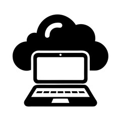 Cloud laptop computing speed control protection icon and vector illustration