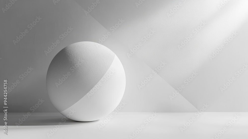 Poster abstract white geometric hemisphere on a clean background minimalist geometry design with empty spac