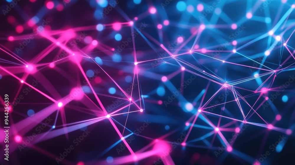 Poster abstract geometric neon background in 3d render showcasing future network technology concepts with d